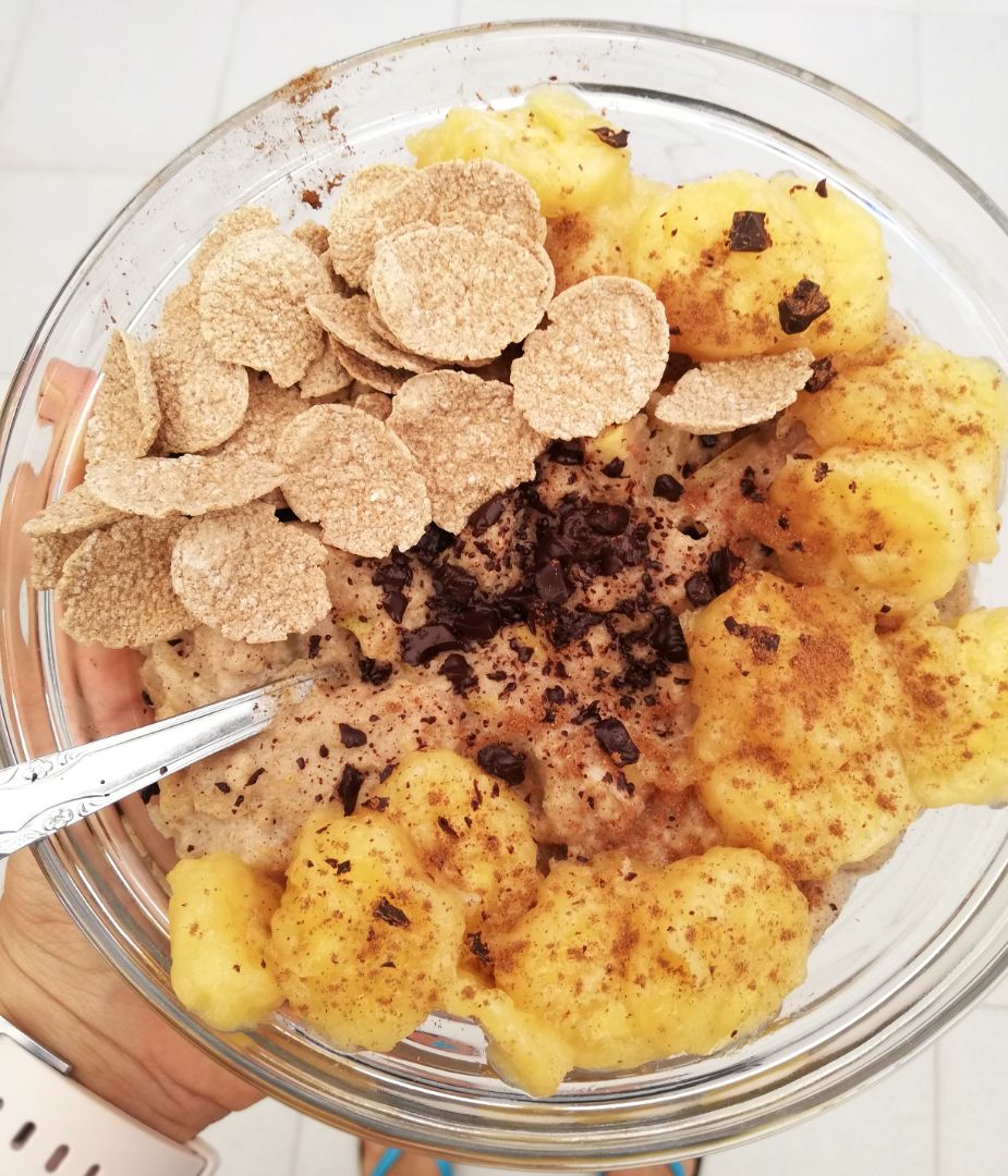 Porridge de avena y manzana asada