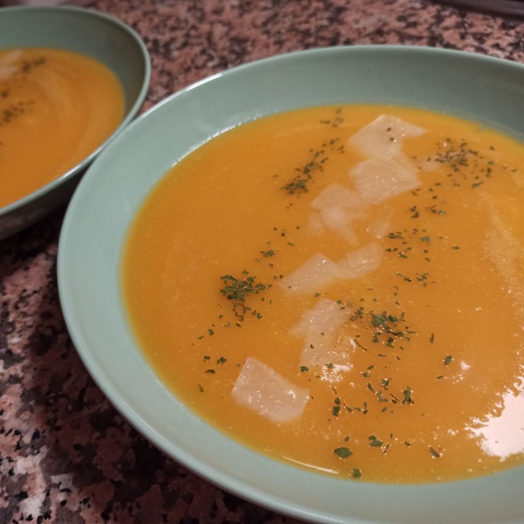Crema de calabaza con garbanzos 
