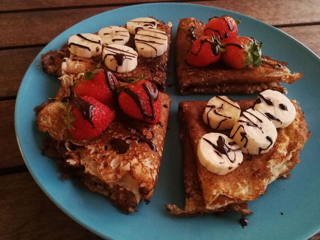 Crepes de harina de avena 🍓 🍫 Crepes de harina de avena 🍓 🍫