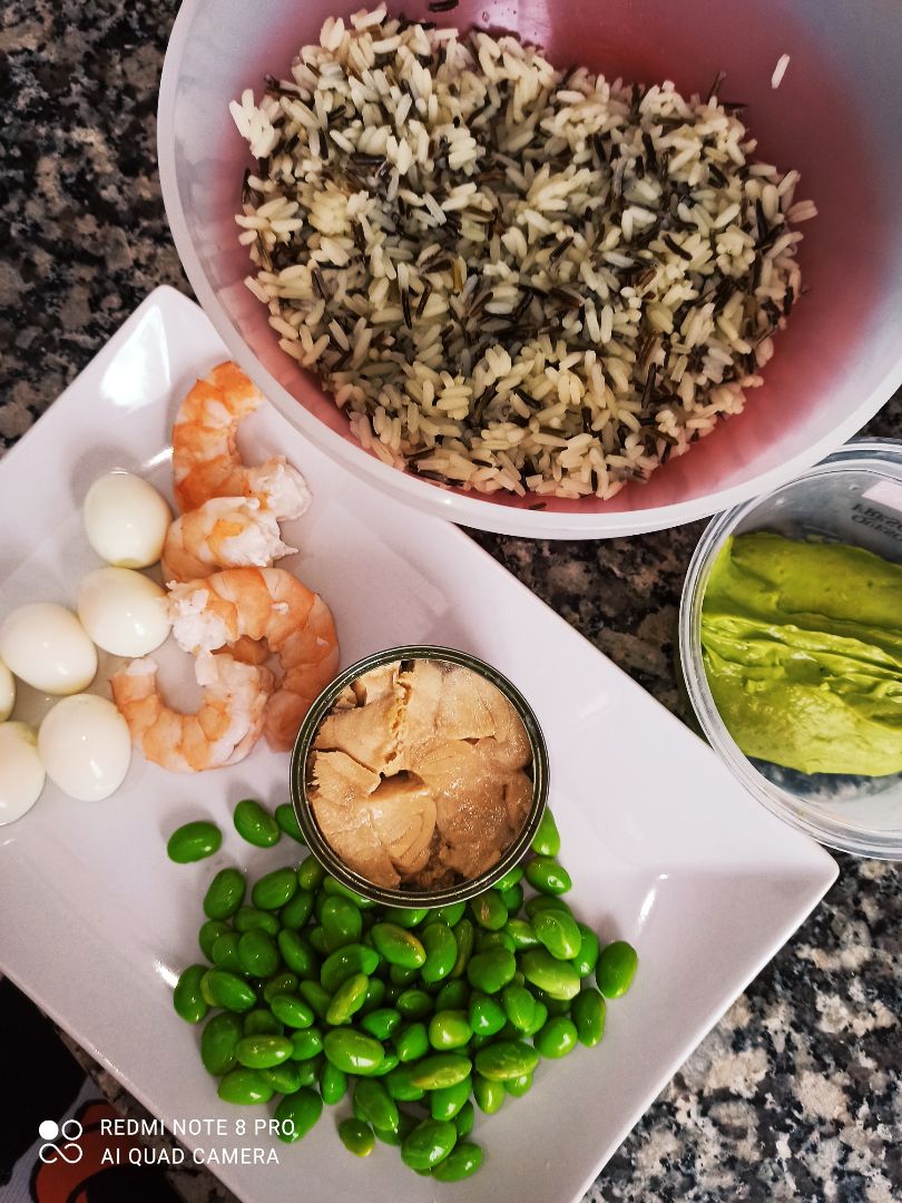 Ensalada de arroz salvajeStep 0