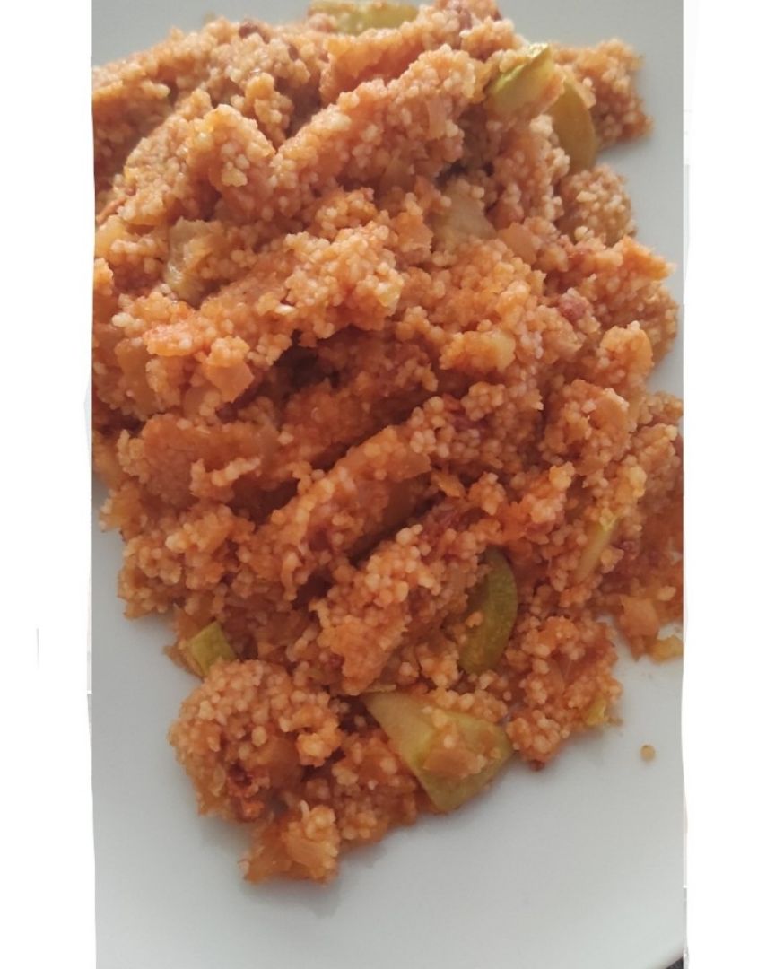 Sofrito de calabacín y cuscús.
