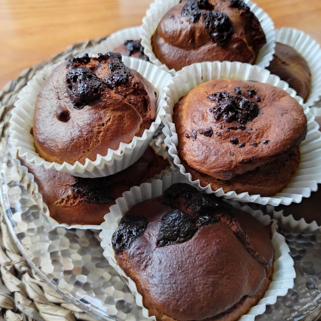 Magdalenas de chocolate y boniato en airfryer