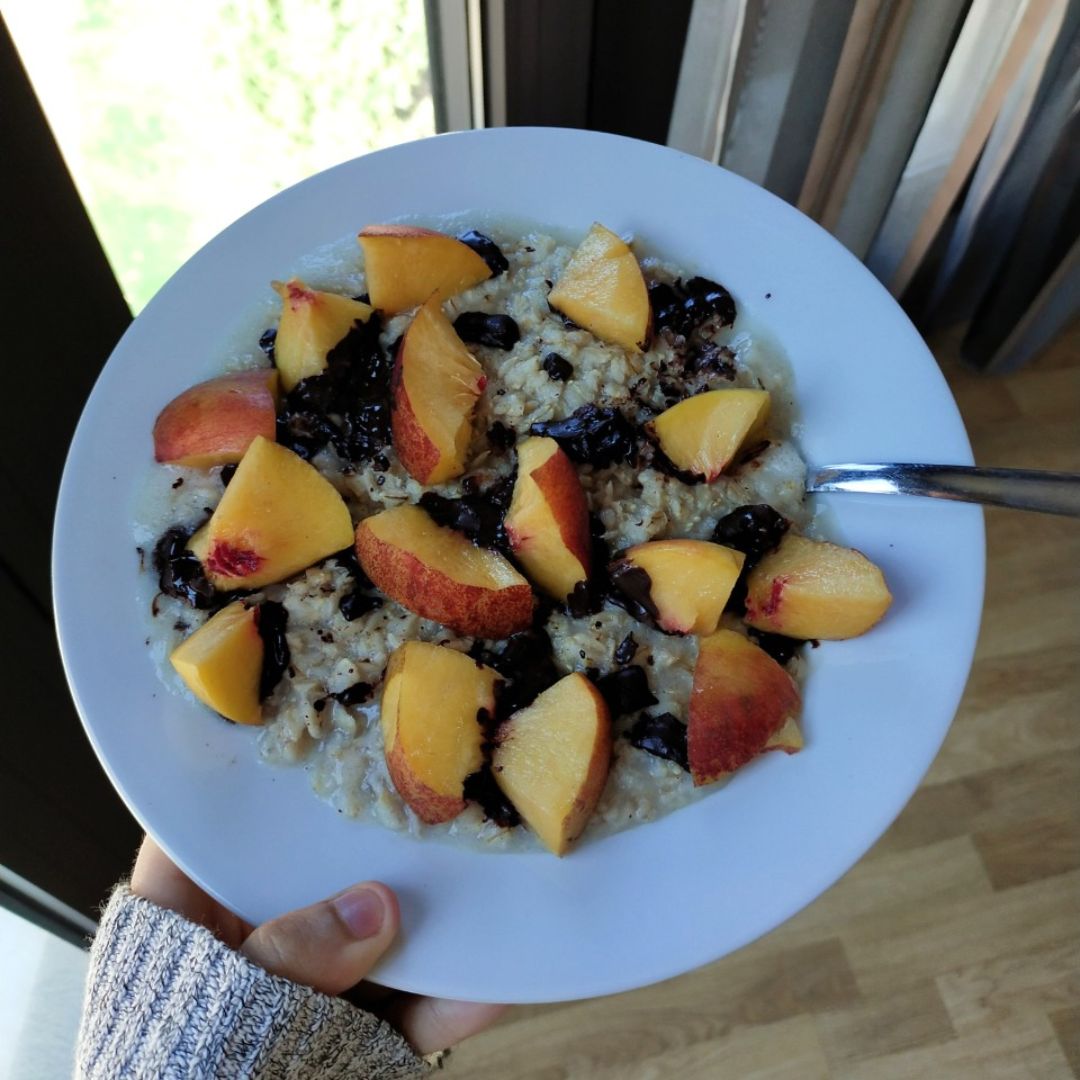 Gachas de avena con fruta y choco 🍫 Gachas de avena con fruta y choco 🍫