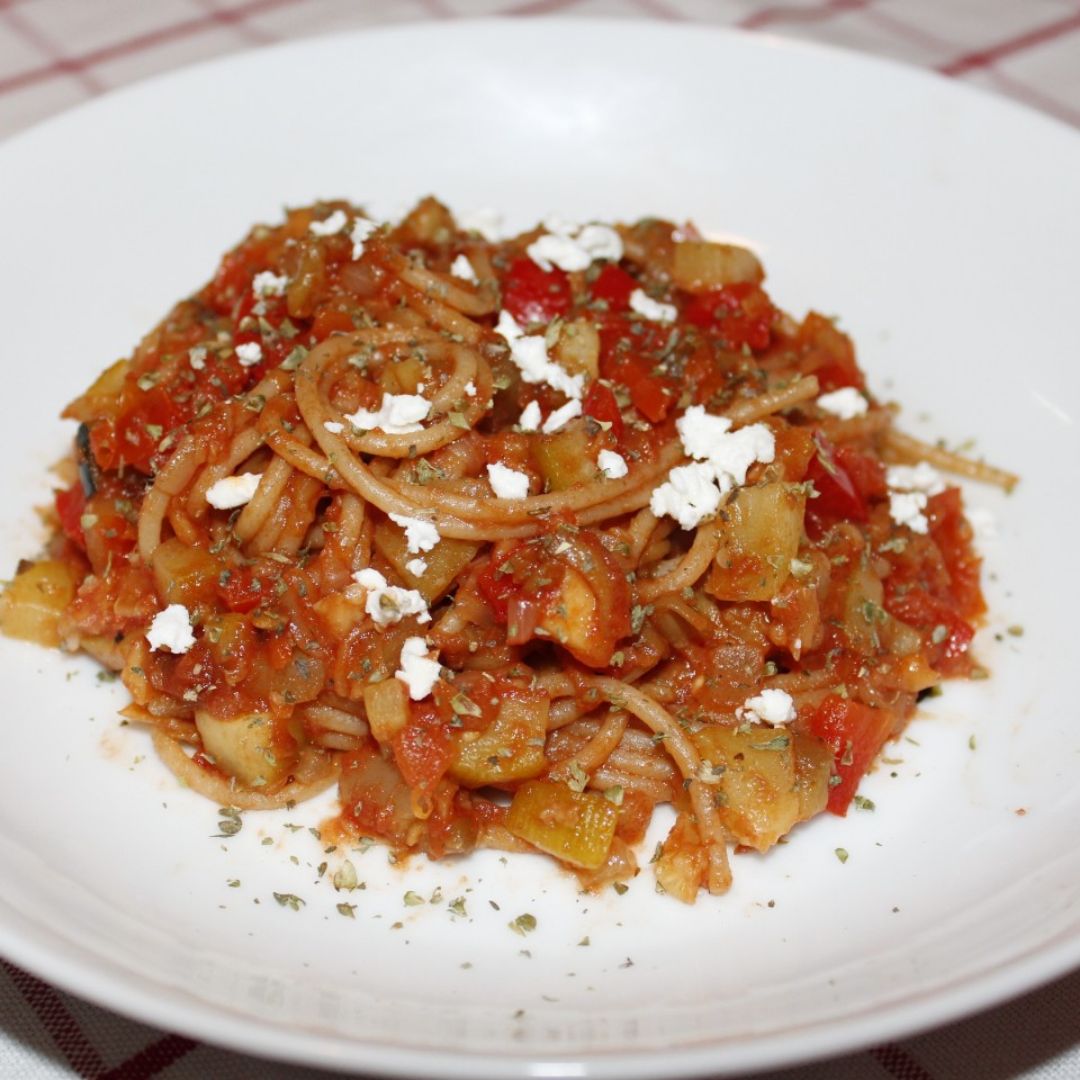 Pasta con verduras y tomates cherry 🍝 🍅
