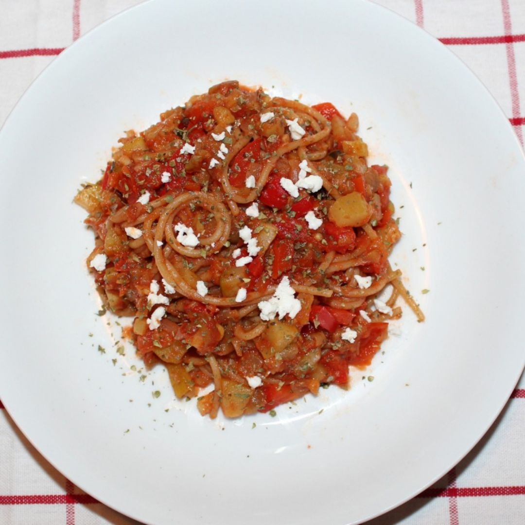 Pasta con verduras y tomates cherry 🍝 🍅 Paso 4