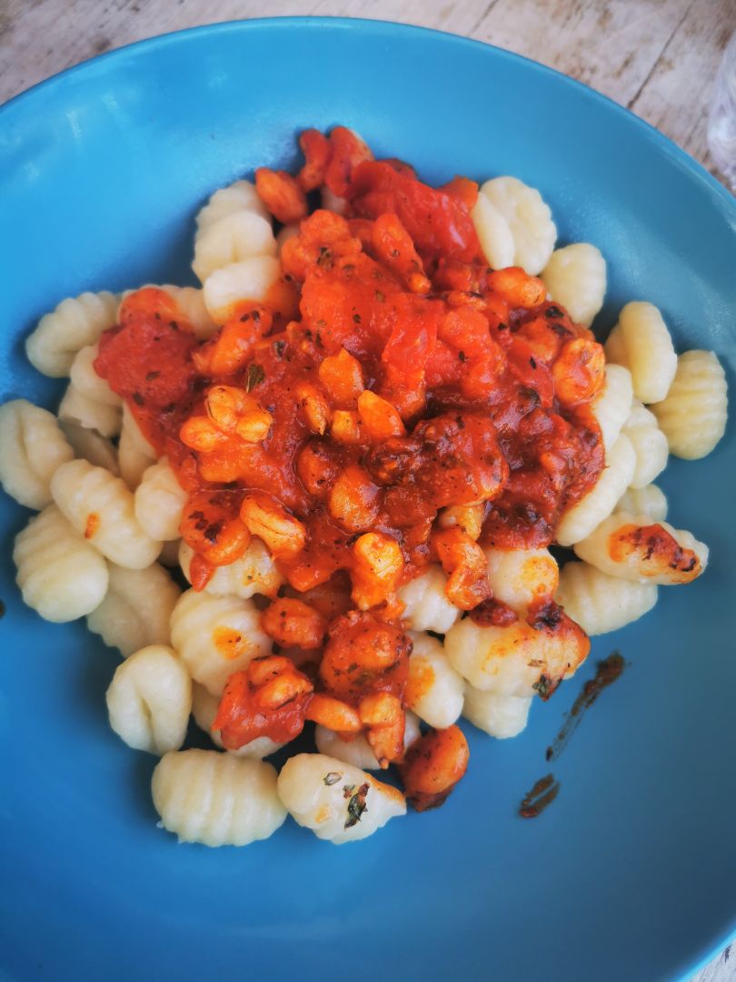 Ñoquis con gambas Ñoquis con gambas