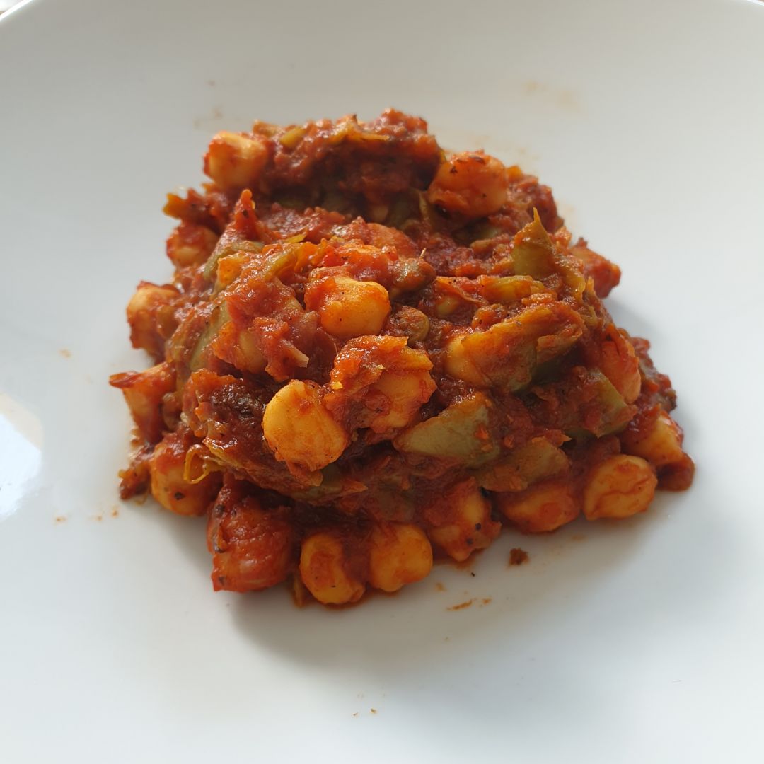 Judías verdes con garbanzos al tomate Judías verdes con garbanzos al tomate