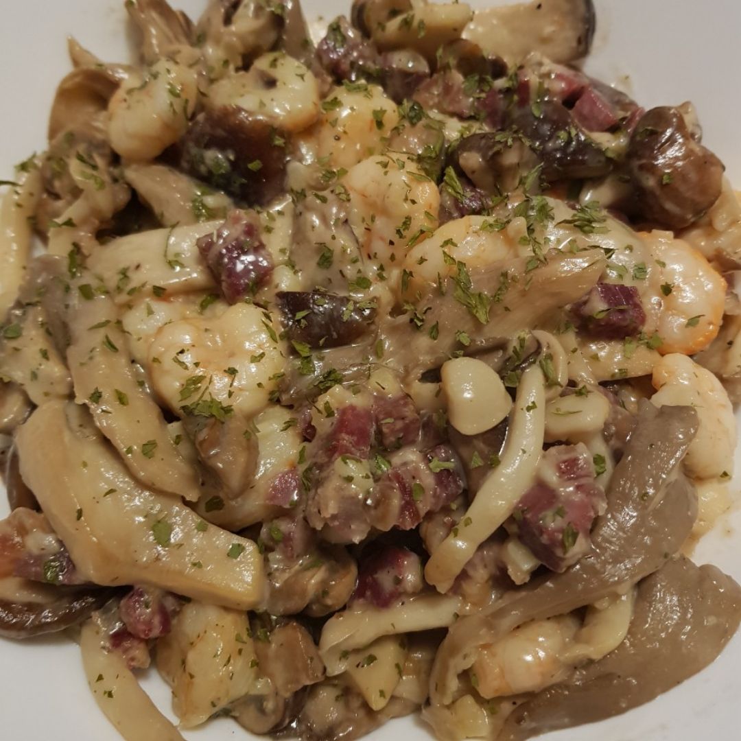 😋 Setas con jamón y gambas 😋 😋 Setas con jamón y gambas 😋