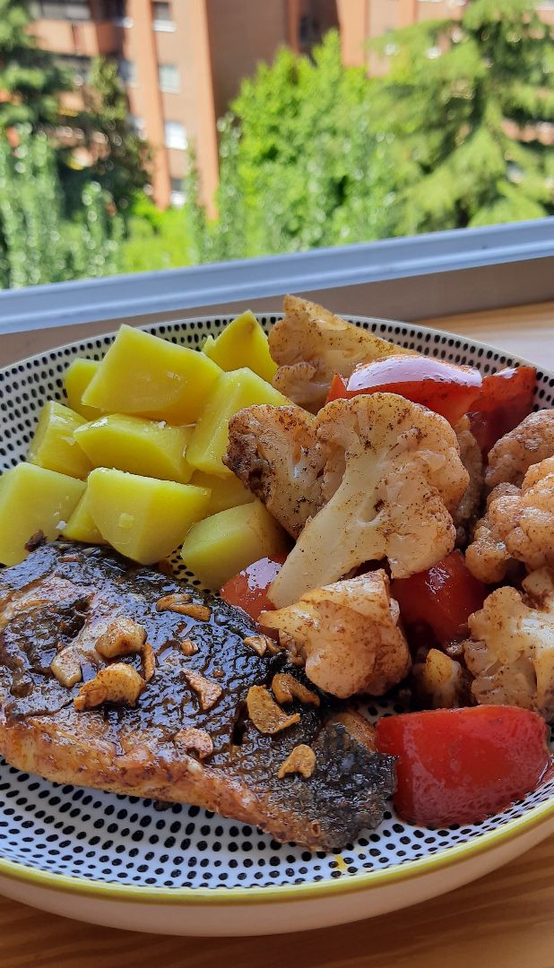 Lubina al pilpil con verduras Lubina al pilpil con verduras