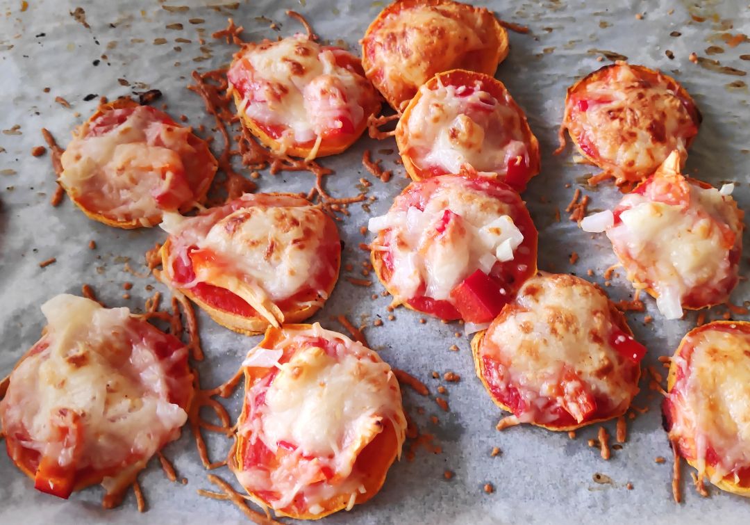 Mini pizzas de batata Mini pizzas de batata