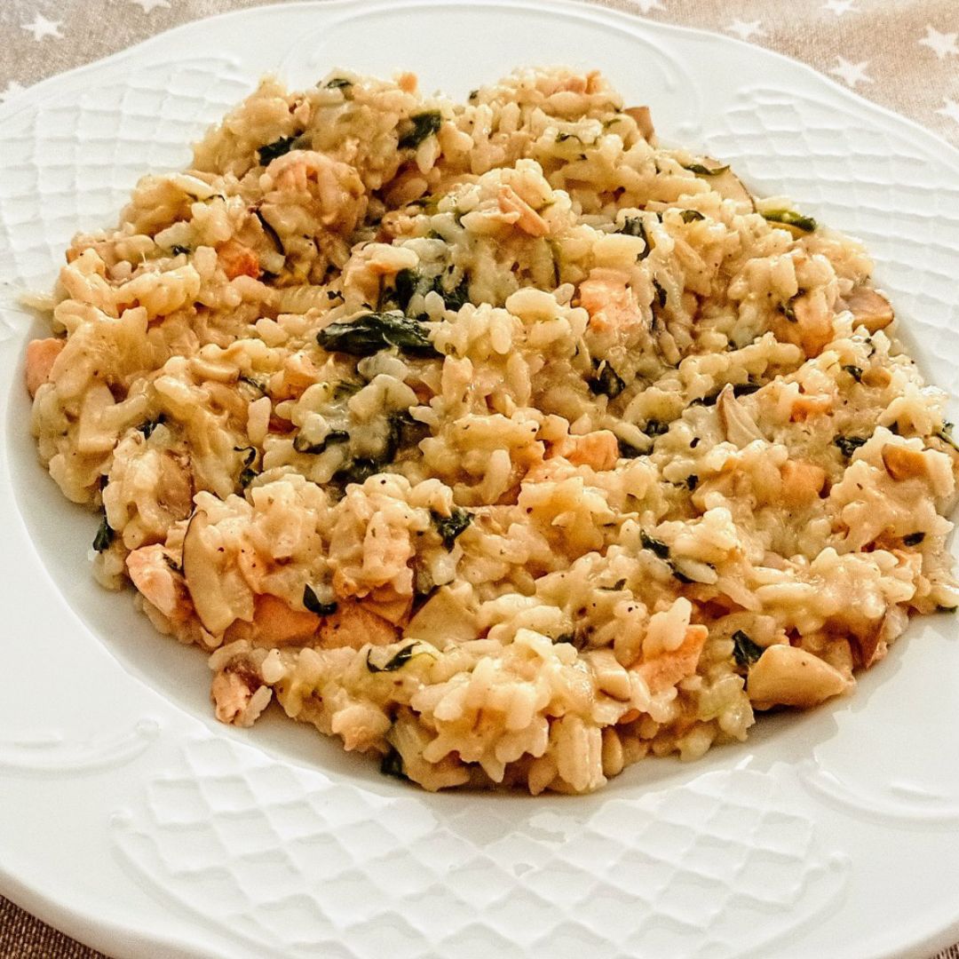 Risotto de salmón y setas 🍄🍄