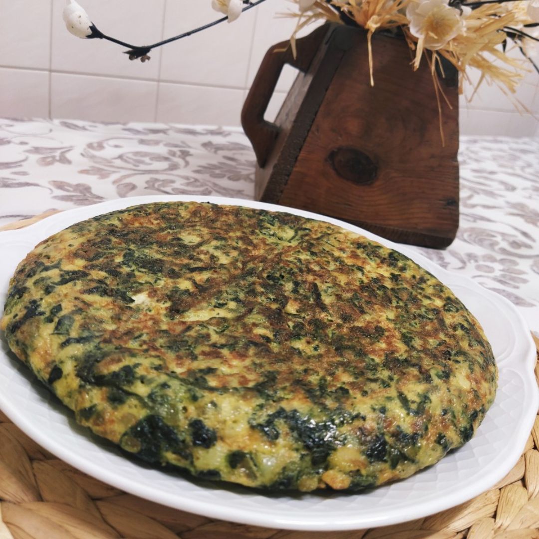 Tortilla de espinacas y bacalao.