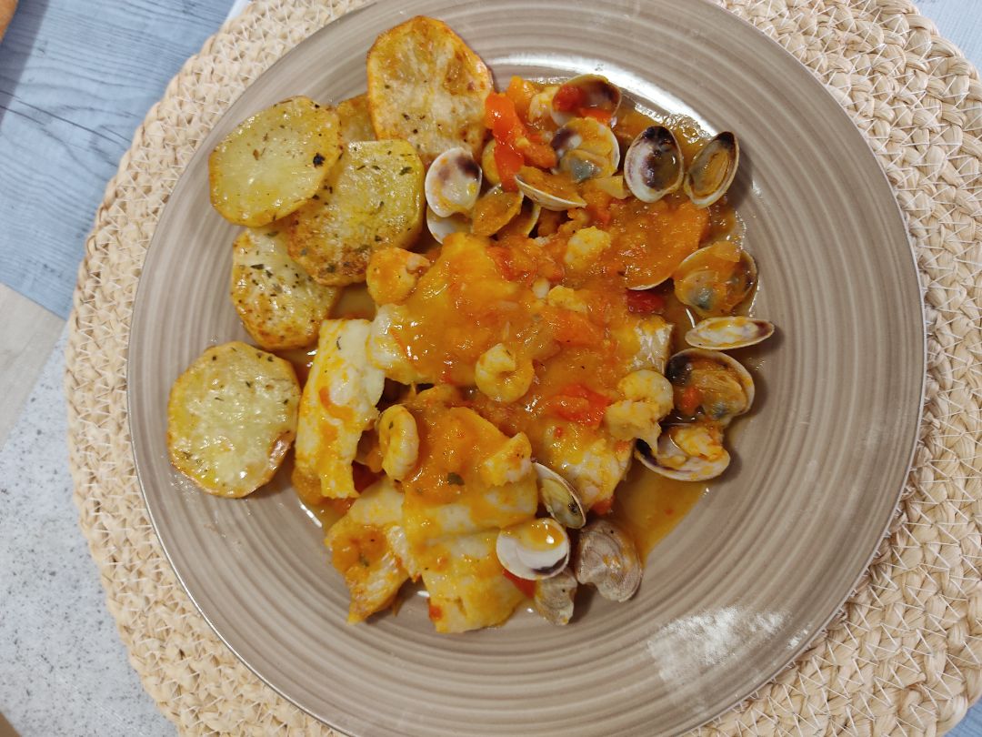 Merluza en salsa de calabaza Merluza en salsa de calabaza