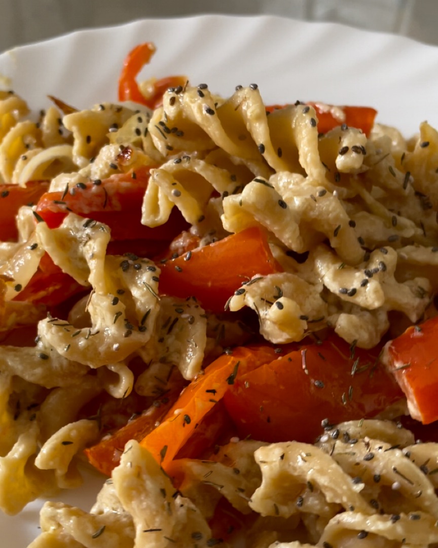 Pasta de garbanzo con mutabal