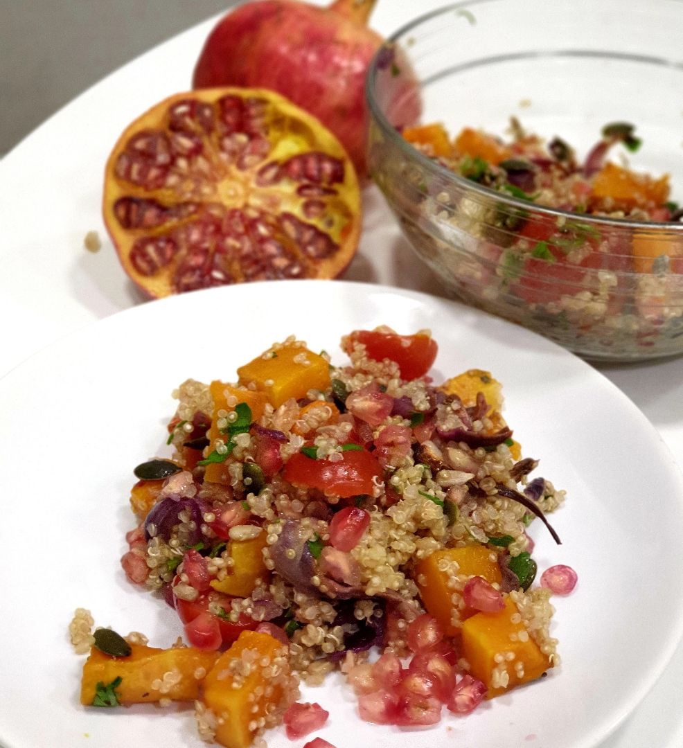 Quinoa con calabaza y granada Quinoa con calabaza y granada