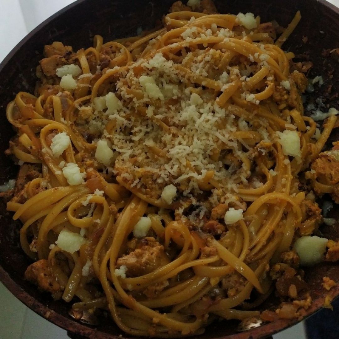 Pasta carbonara vegetariana 😋 Paso 3 Pasta carbonara vegetariana 😋 Paso 3