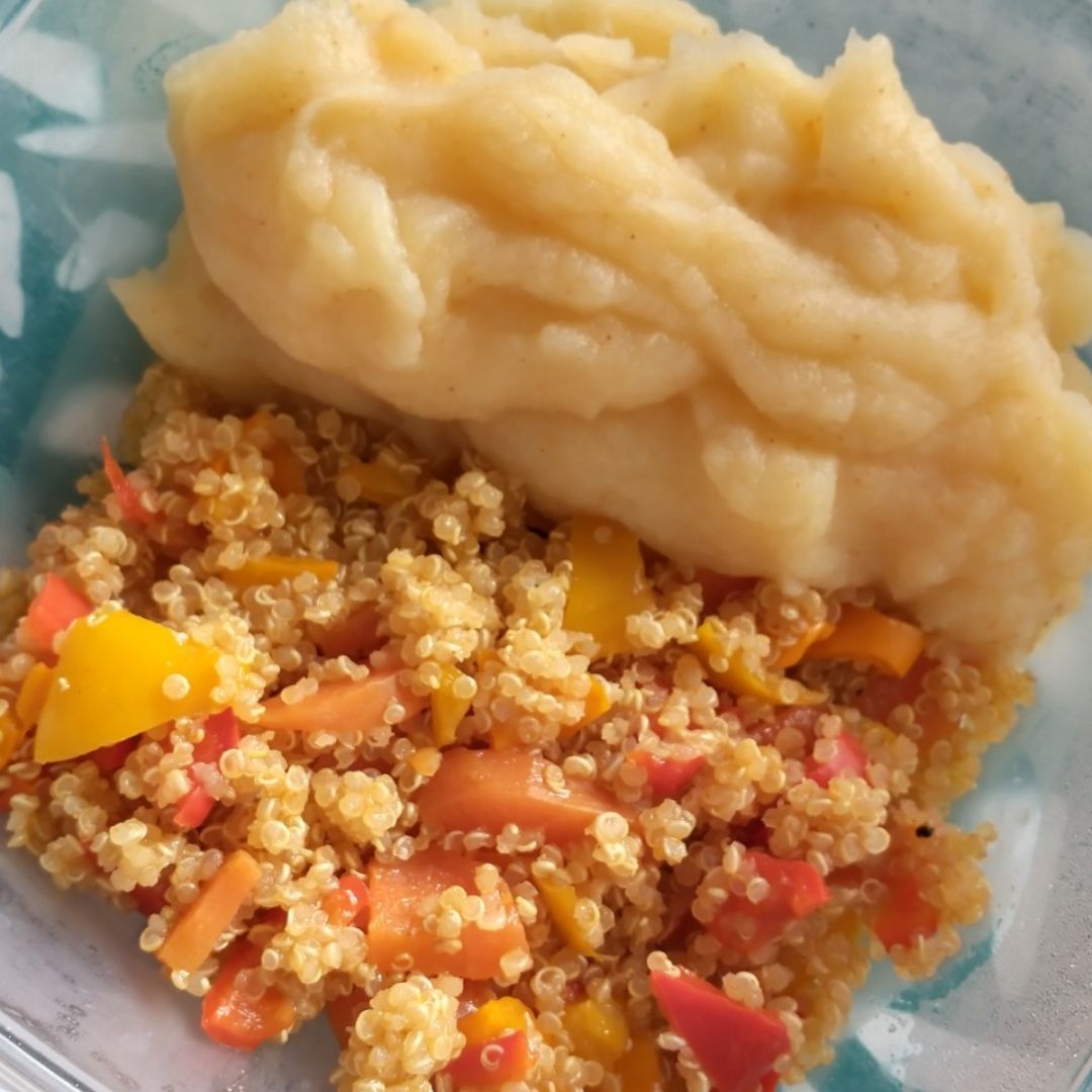 Salteado de quinoa y puré de patata Salteado de quinoa y puré de patata