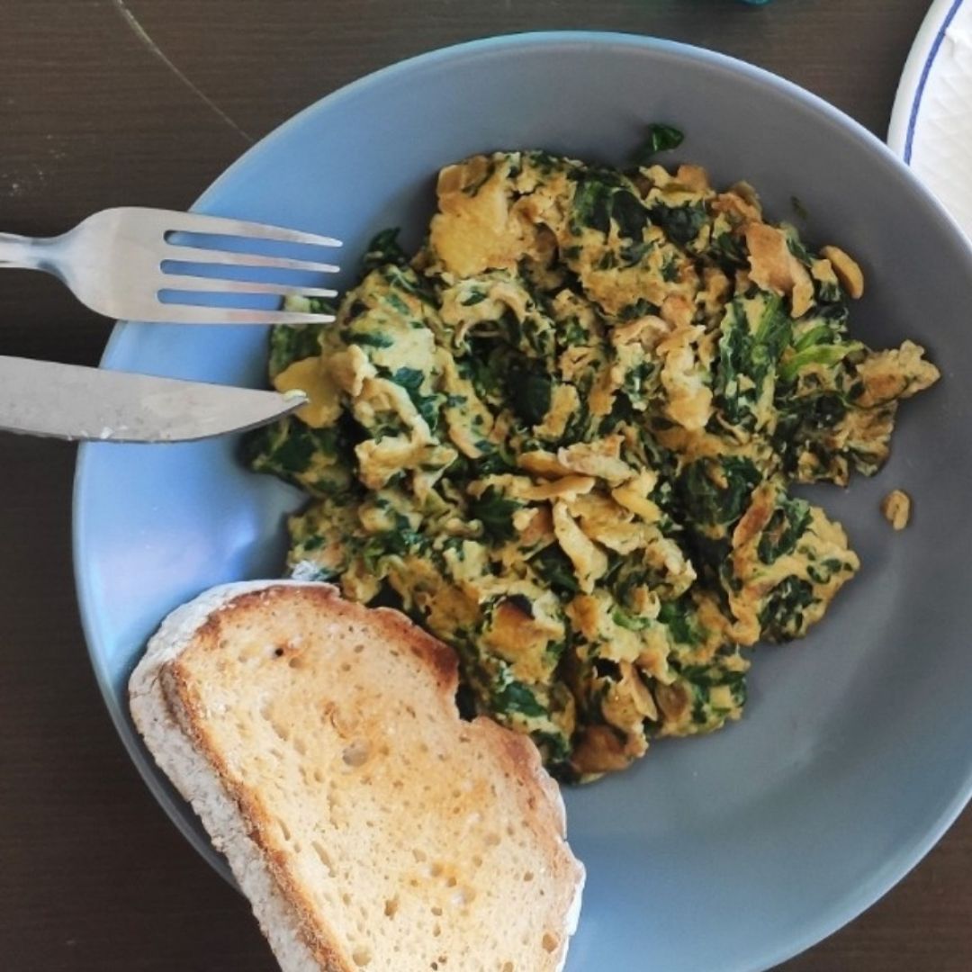 Revuelto patata, cebolla y espinaca Revuelto patata, cebolla y espinaca