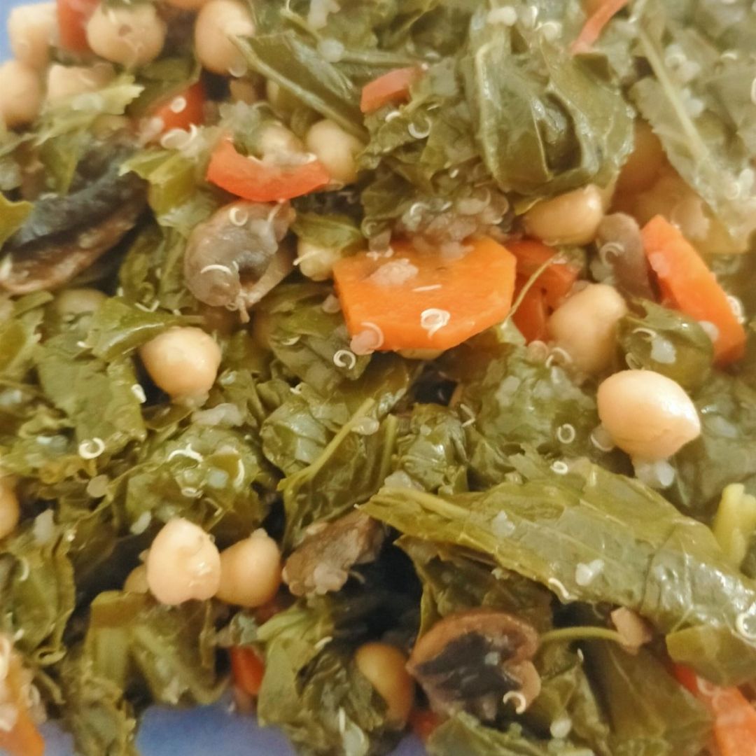 Grelos con quinoa y setas Grelos con quinoa y setas