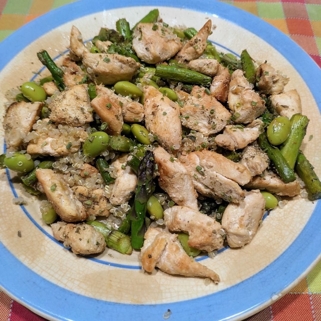 Pollo con edamames y espinacas š Pollo con edamames y espinacas š