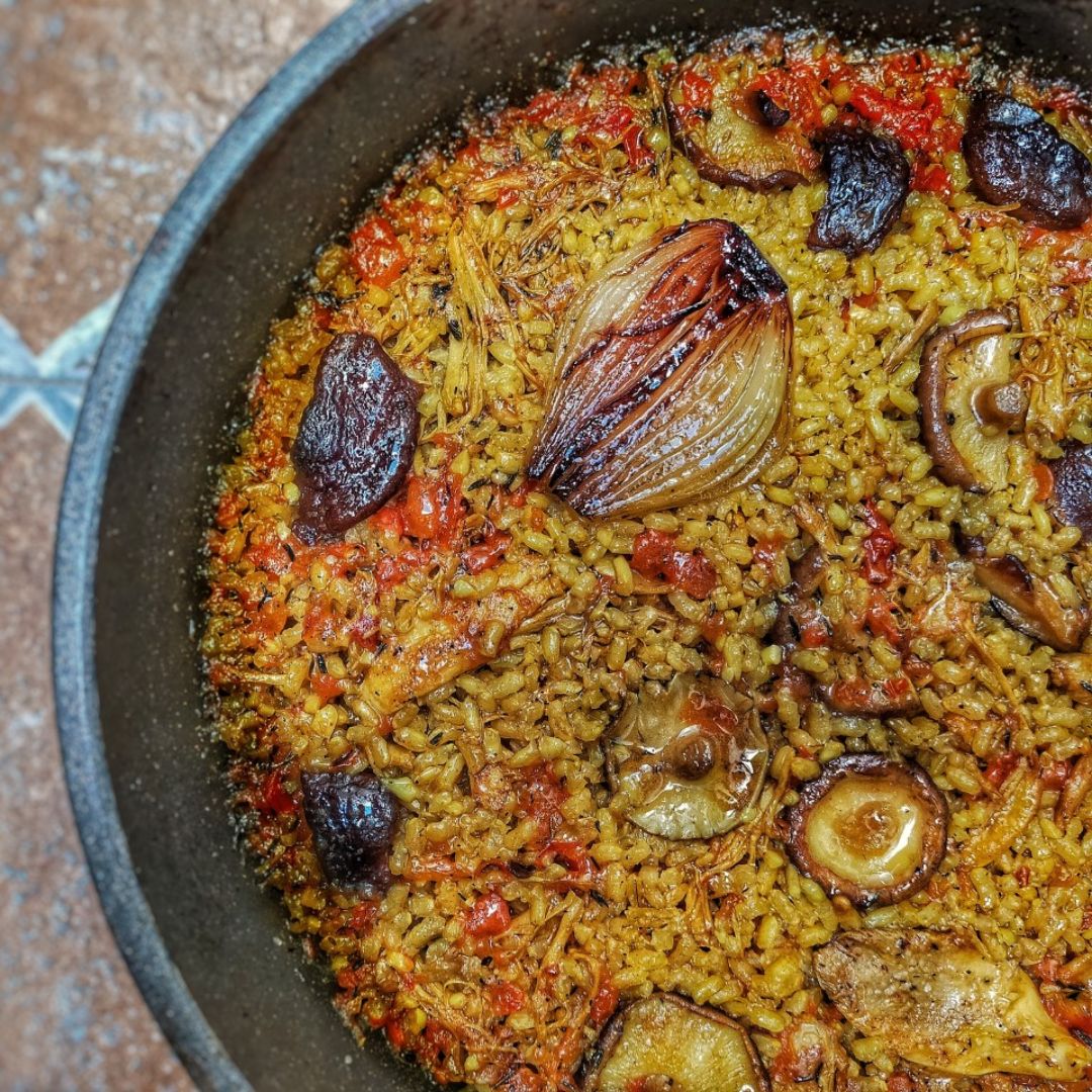 Arroz integral con Pollo, Shitake y Cebolleta Paso 9 Arroz integral con Pollo, Shitake y Cebolleta Paso 9