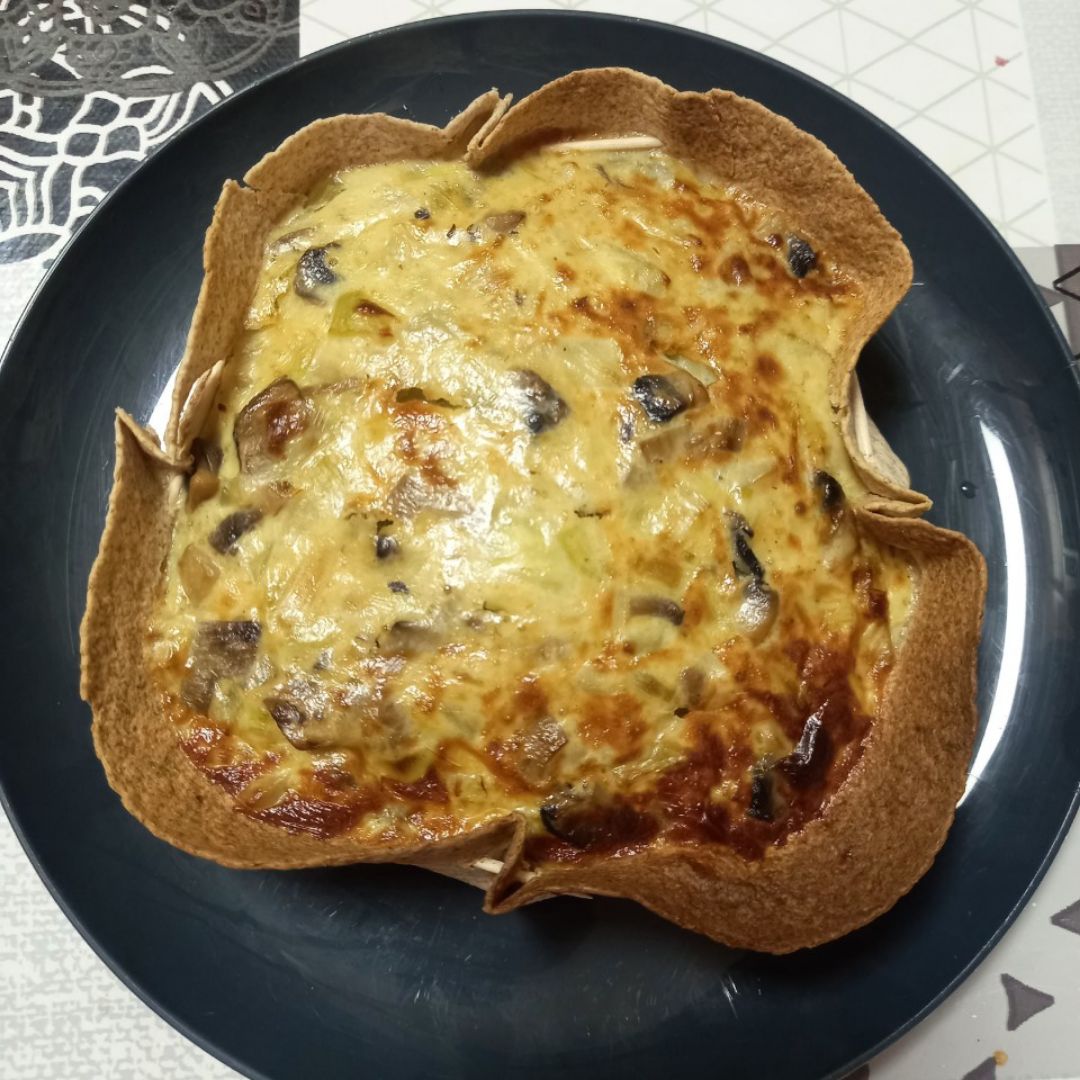 Quiché de puerros y champis Quiché de puerros y champis
