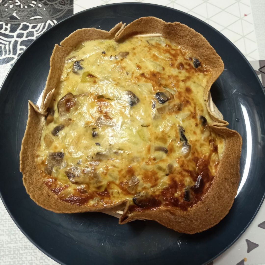 Quiché de puerros y champis 