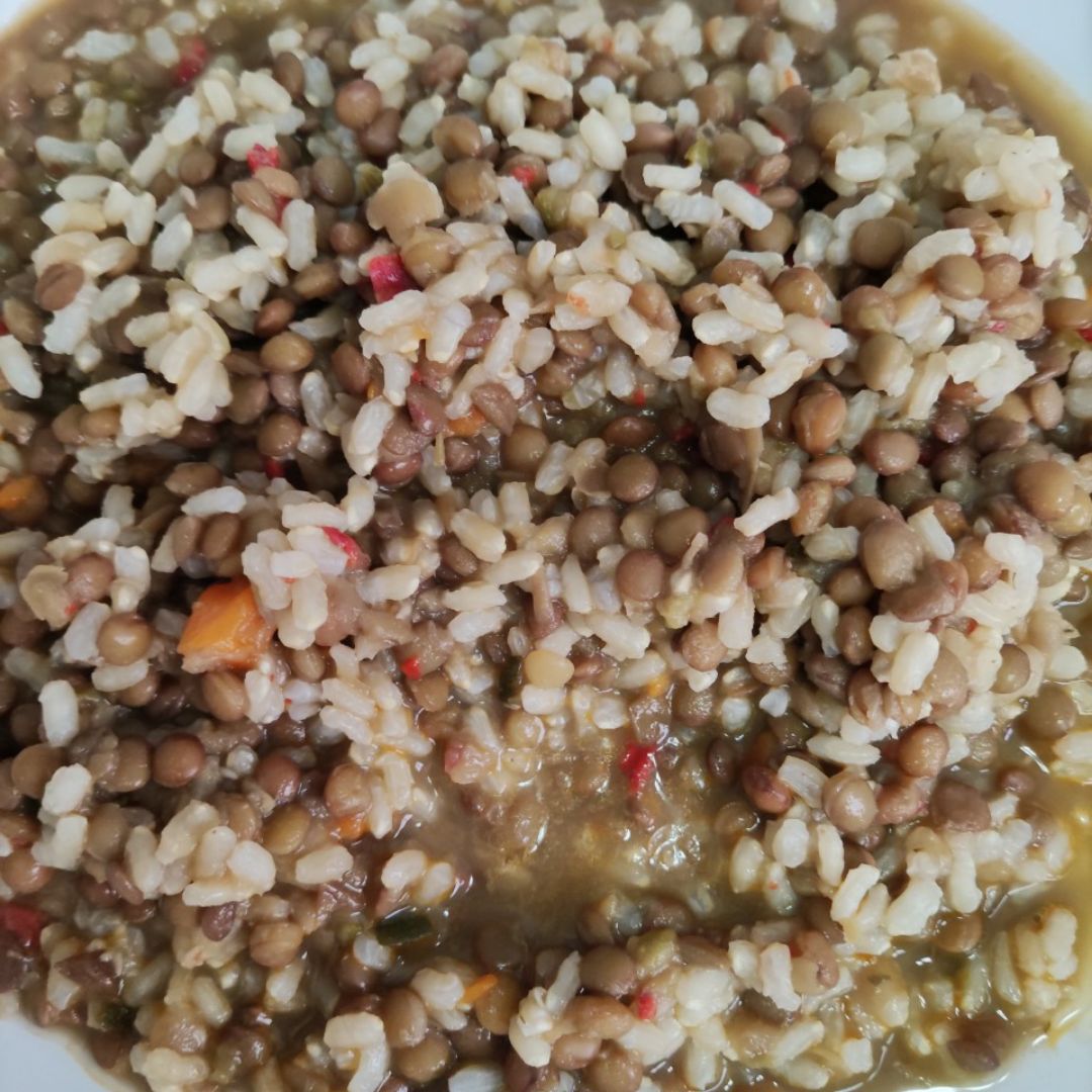 Lentejas de verduras con arroz