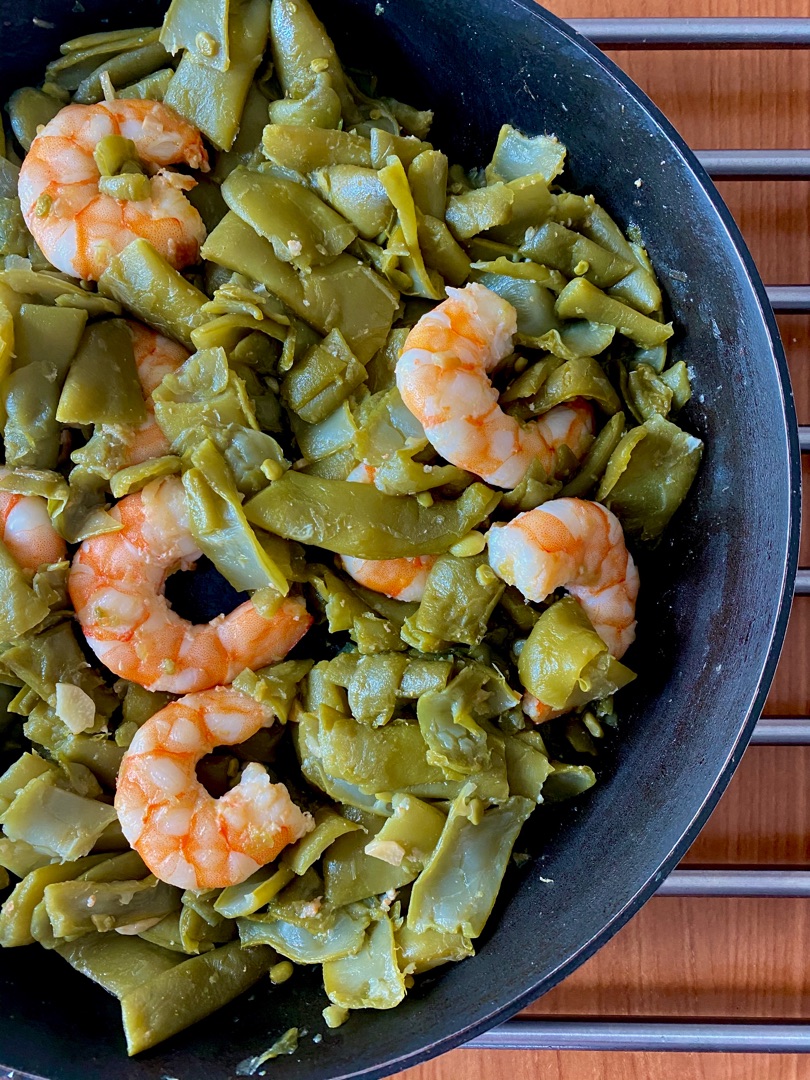 Alubias verdes con gambas