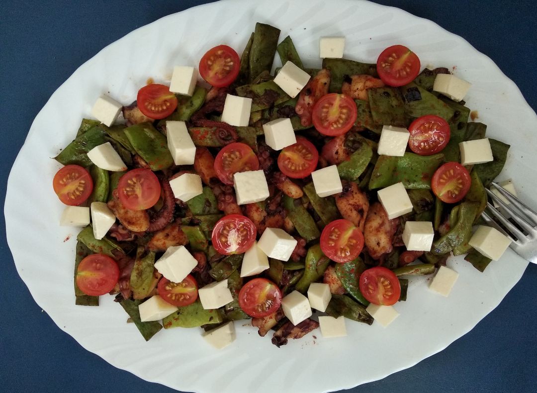 Ensalada de judías verdes con pulpo Ensalada de judías verdes con pulpo