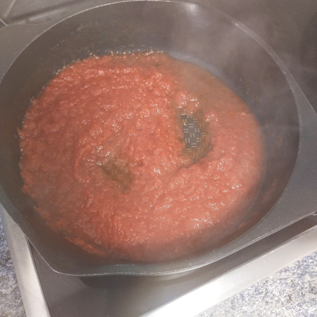 Pasta con boloñesa de guisante  Paso 0