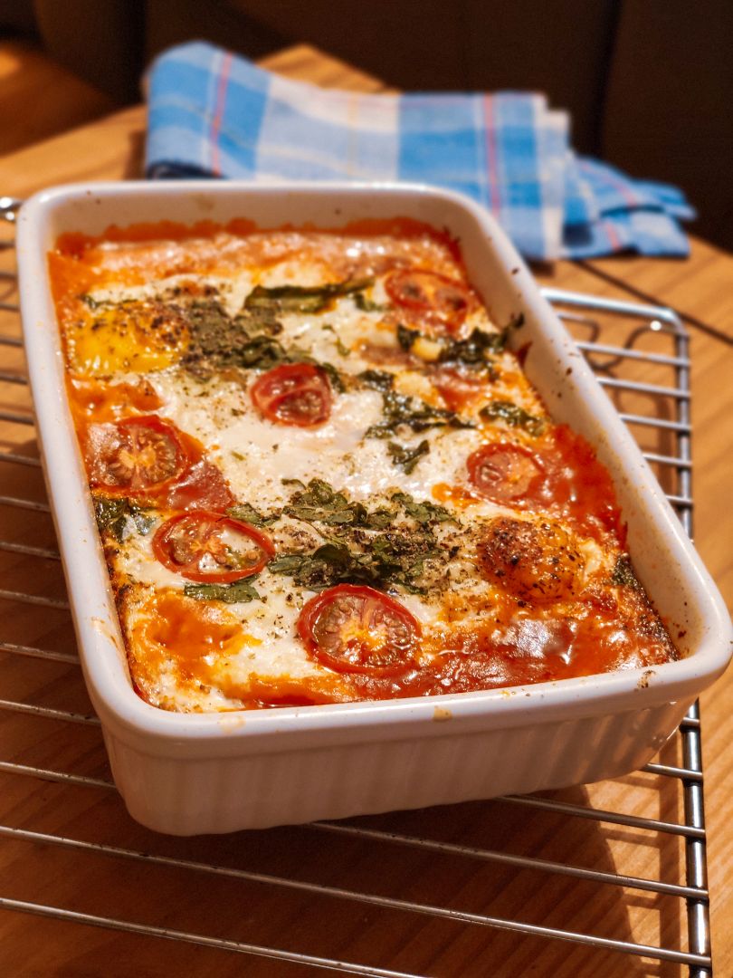 Pisto al horno con huevos y mozarella Pisto al horno con huevos y mozarella