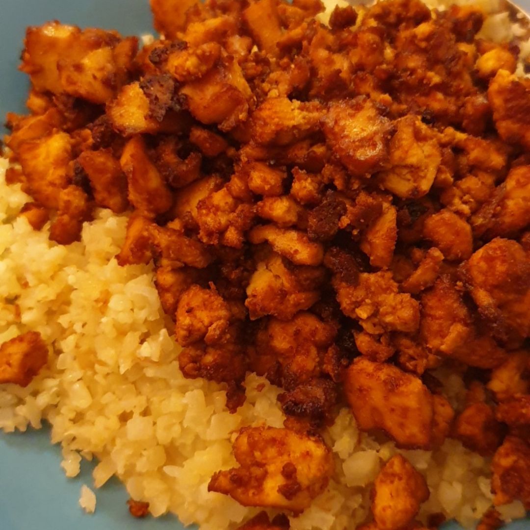 Tofu especiado al horno con arroz de coliflor Paso 3