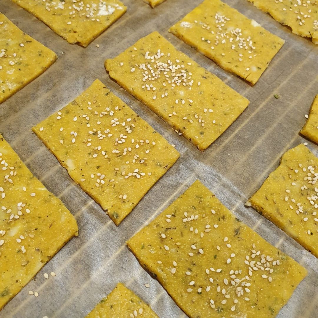 Cracker de garbanzo y queso Paso 2 Cracker de garbanzo y queso Paso 2