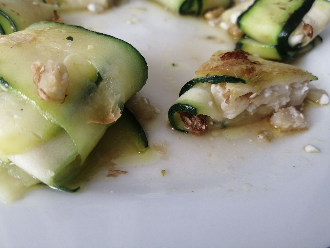 Ravioli de calabacín rellenos de Feta y pera Paso 4 Ravioli de calabacín rellenos de Feta y pera Paso 4