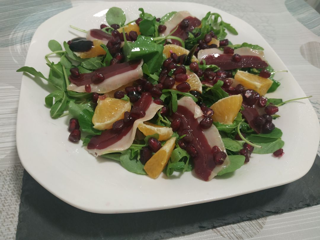 Ensalada de pato con granada & naranja