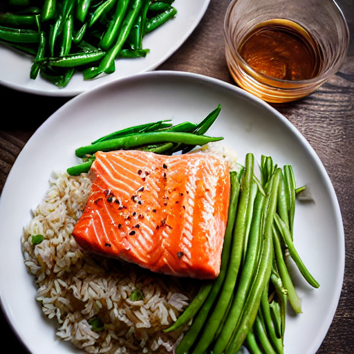 Arroz con verduras y salmón