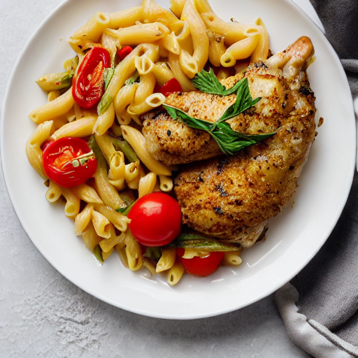 Macarrones con pollo y verduras