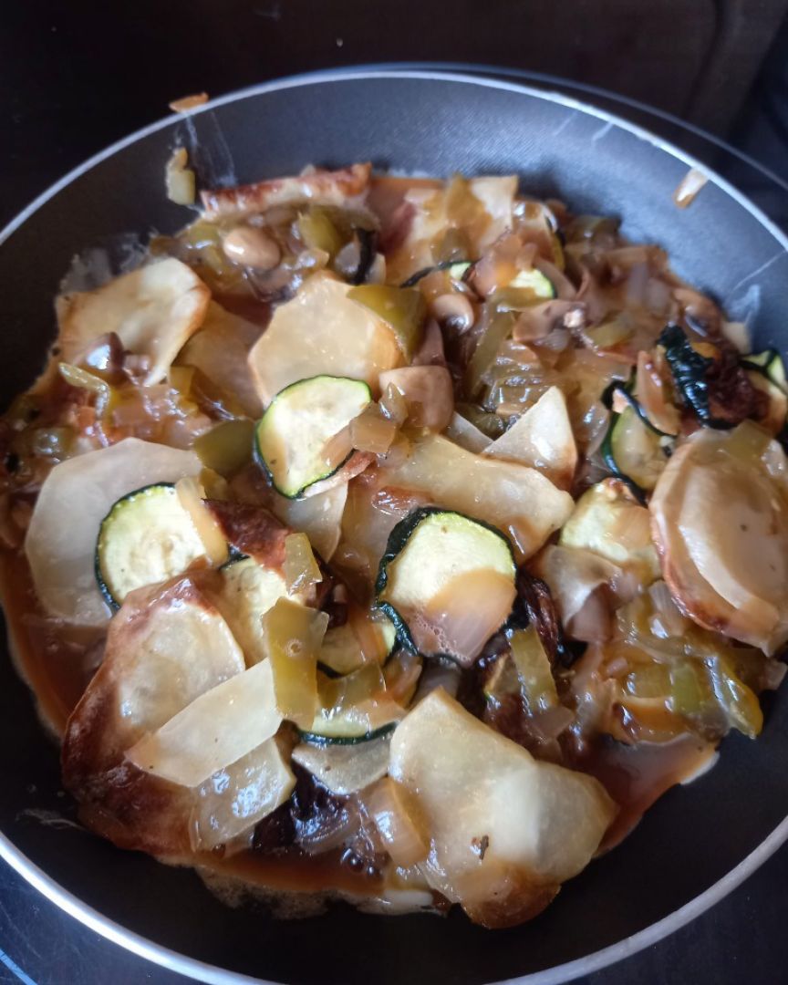 Tortilla de papa y calabacín crujiente Paso 5 Tortilla de papa y calabacín crujiente Paso 5
