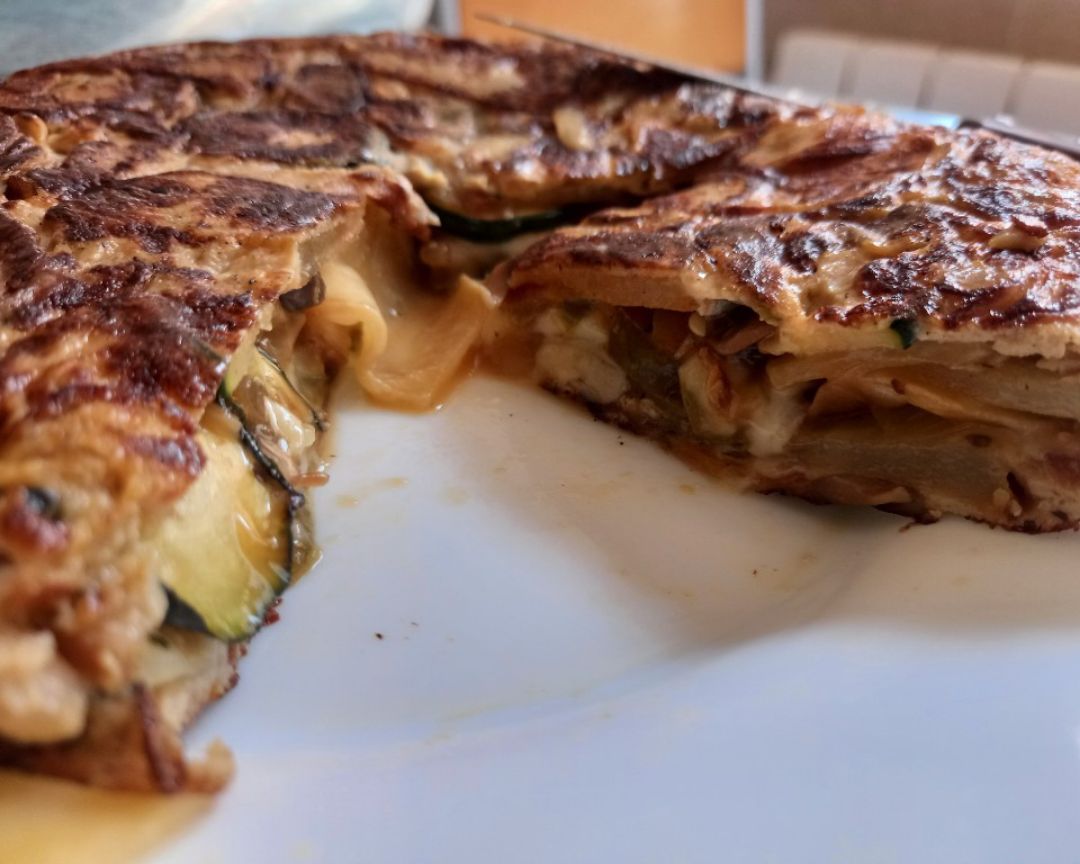 Tortilla de papa y calabacín crujiente Paso 7 Tortilla de papa y calabacín crujiente Paso 7