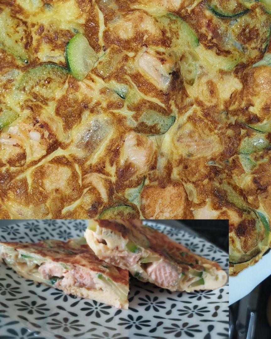 Tortilla de salmón y calabacín. Tortilla de salmón y calabacín.
