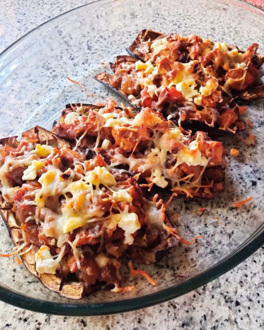 Berenjenas rellenas de pollo #platoestrella Berenjenas rellenas de pollo #platoestrella