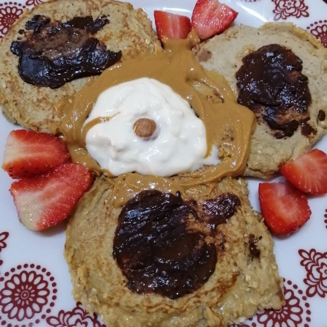 Tortitas de platano y copos de avena Tortitas de platano y copos de avena