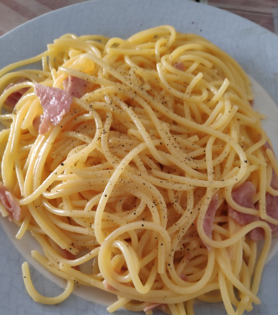 Espaguetis sin gluten a la carbonara express Espaguetis sin gluten a la carbonara express