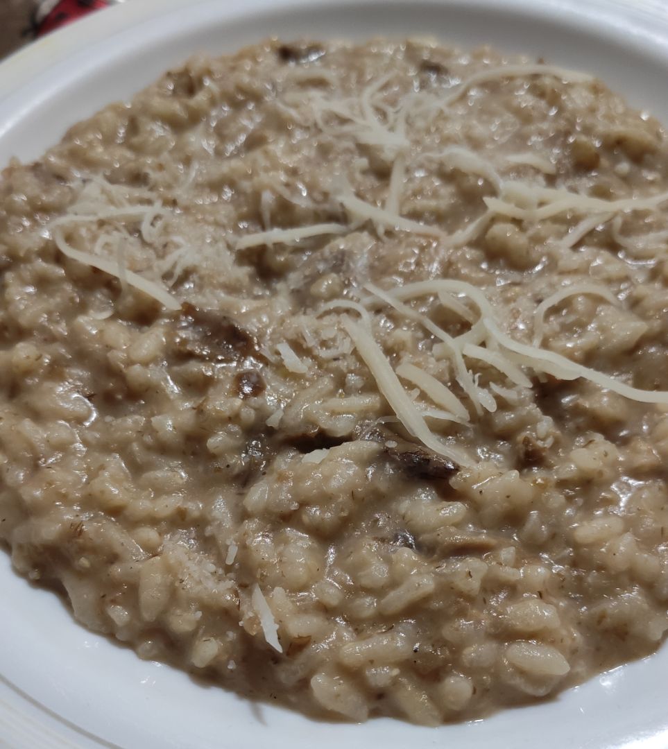 Rissotto de setas y gambas bajo en calorias