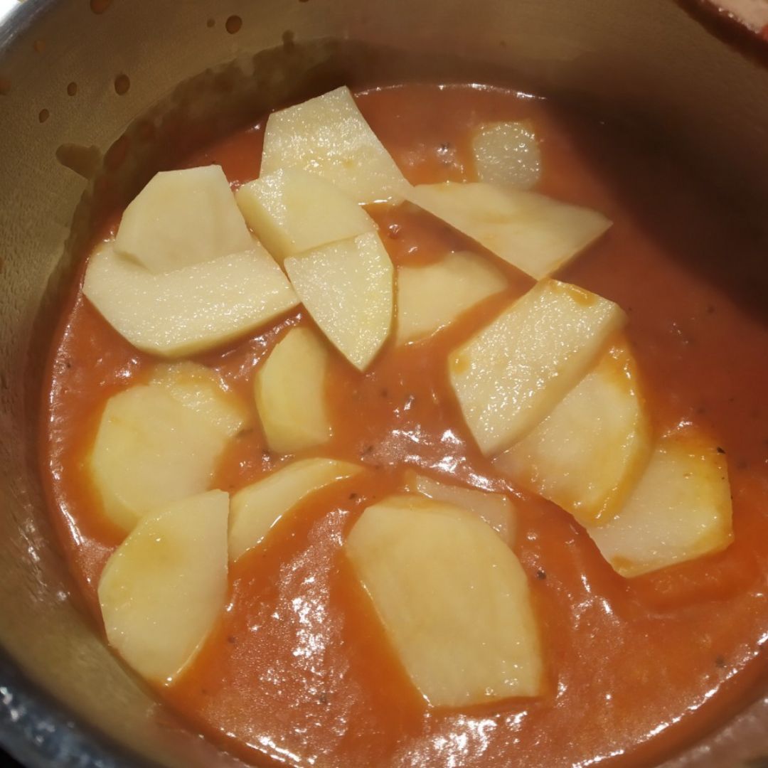#Platoestrella de guiso de patatas con champiñones Paso 2