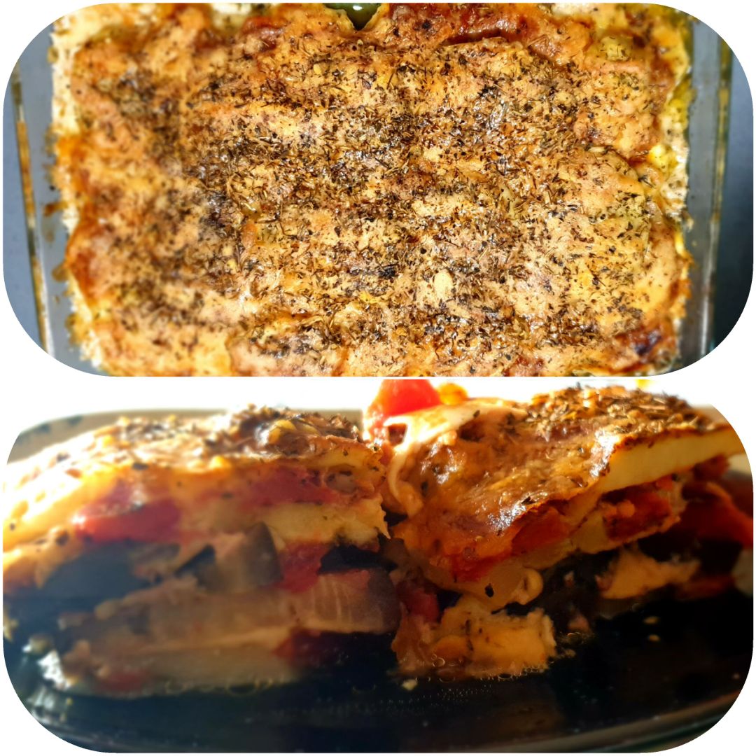 Pastel de patata, verduras y queso Pastel de patata, verduras y queso
