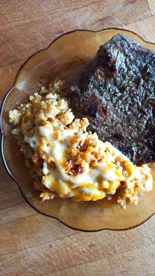 Falso arroz de coliflor al horno con ternera Falso arroz de coliflor al horno con ternera