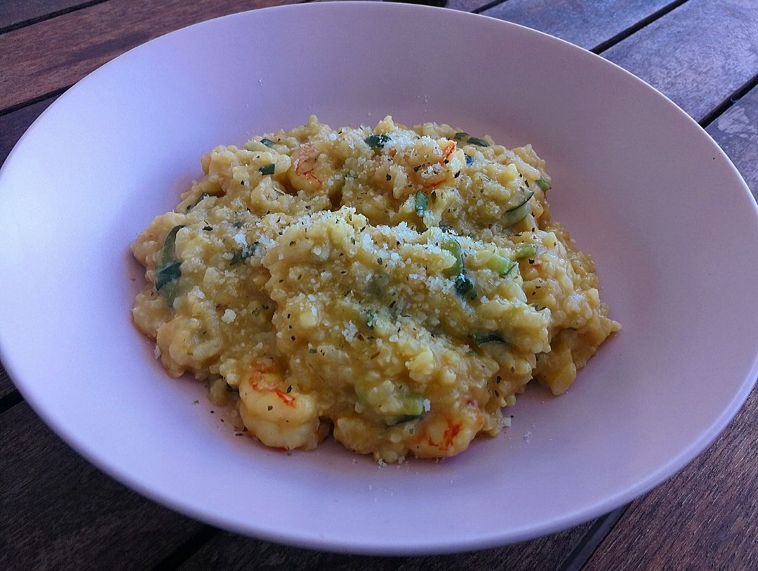 Risotto de gambas y calabacín Risotto de gambas y calabacín