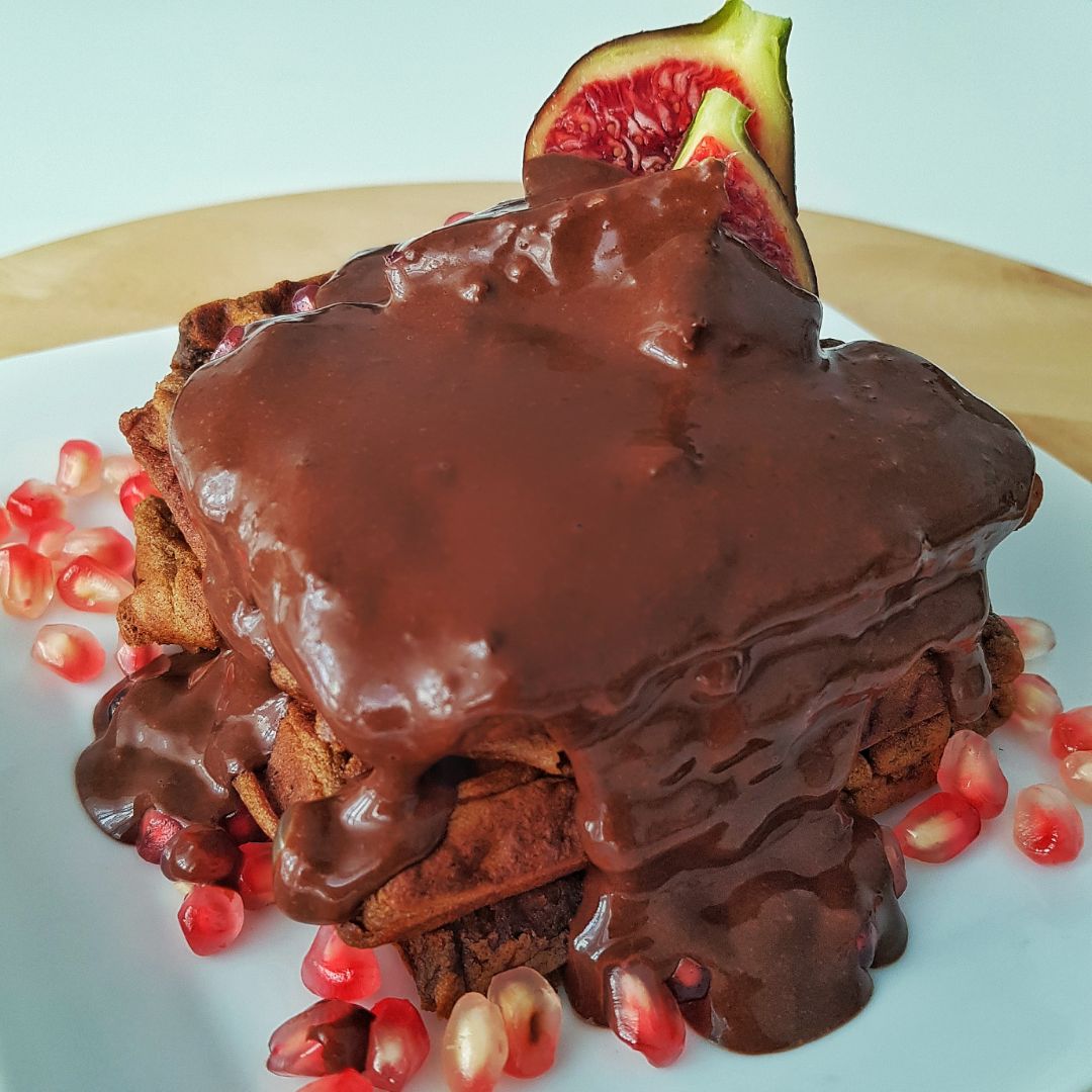 Gofres de Calabaza con crema de algarroba Gofres de Calabaza con crema de algarroba